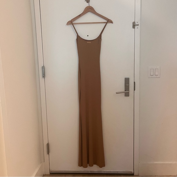 SKIMS Soft Lounge Slip Dress in Color Camel - Picture 4 of 5